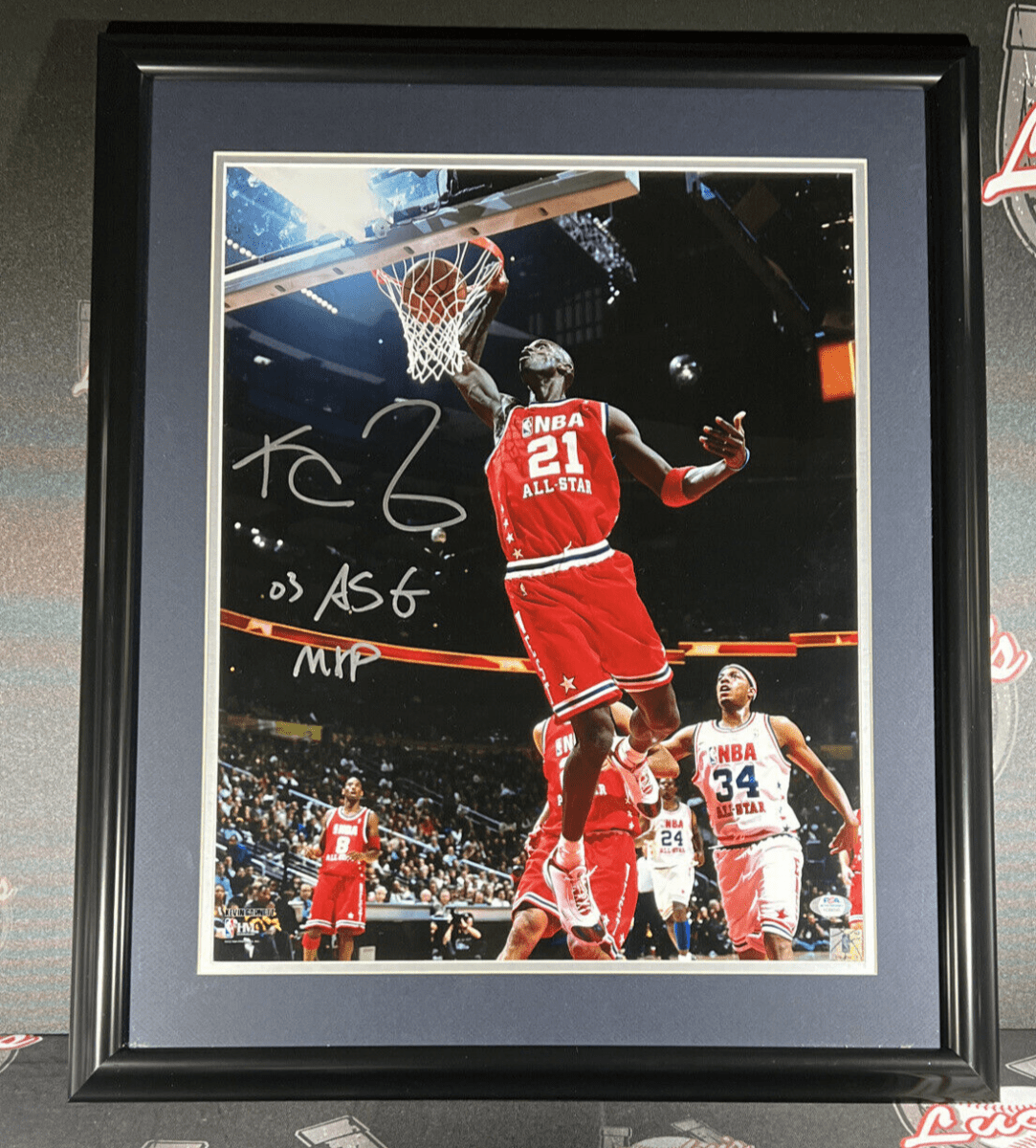 Kevin Garnett Signed Framed 16x20 Photo w/ NBA All Star 03 ASG MVP PSA COA