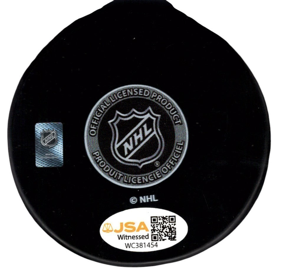 Mike Modano Signed Autographed Stars Logo Puck w/ HOF 2014 JSA Witness COA