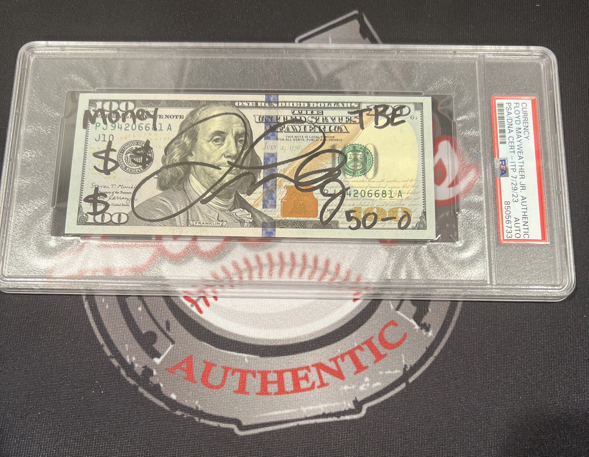 Floyd Mayweather Jr. Signed $100 Bill US Currency x4 Inscription PSA Auth Auto C