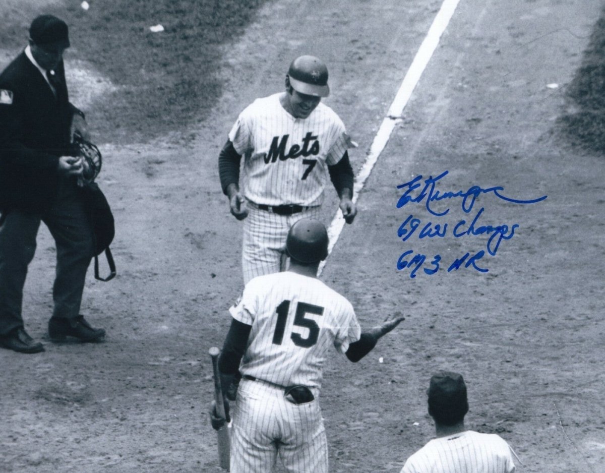Ed Kranepool Signed New York Mets 8x10 Photo w/ 69 WSC Game 3 HR LSCM COA #5