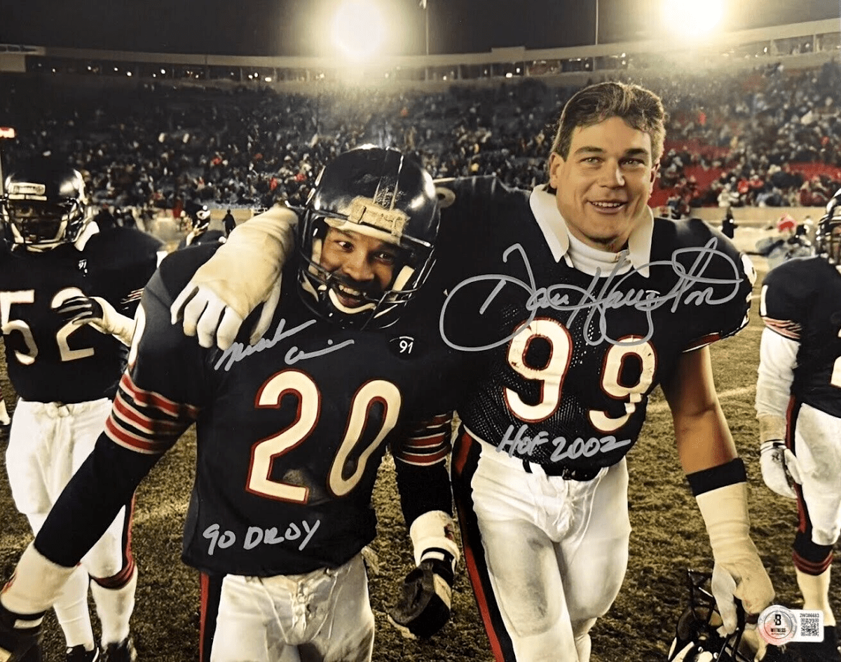 Dan Hampton & Mark Carrier Dual Signed Bears 11x14 Photo w/ Insc Beckett BAS COA