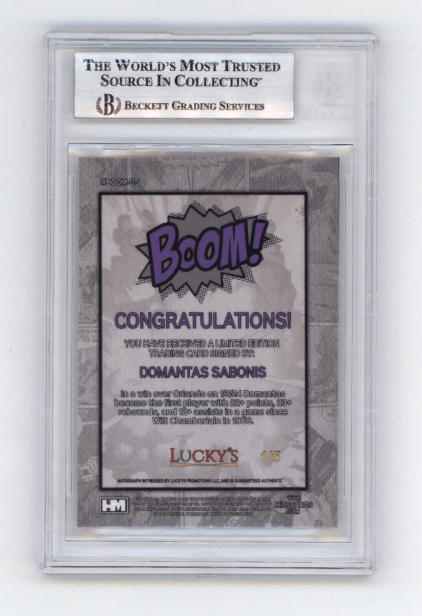 Domantas Sabonis 2024 Hits Memorabilia BOOM Gold #/5 Signed BGS BAS Auto Kings