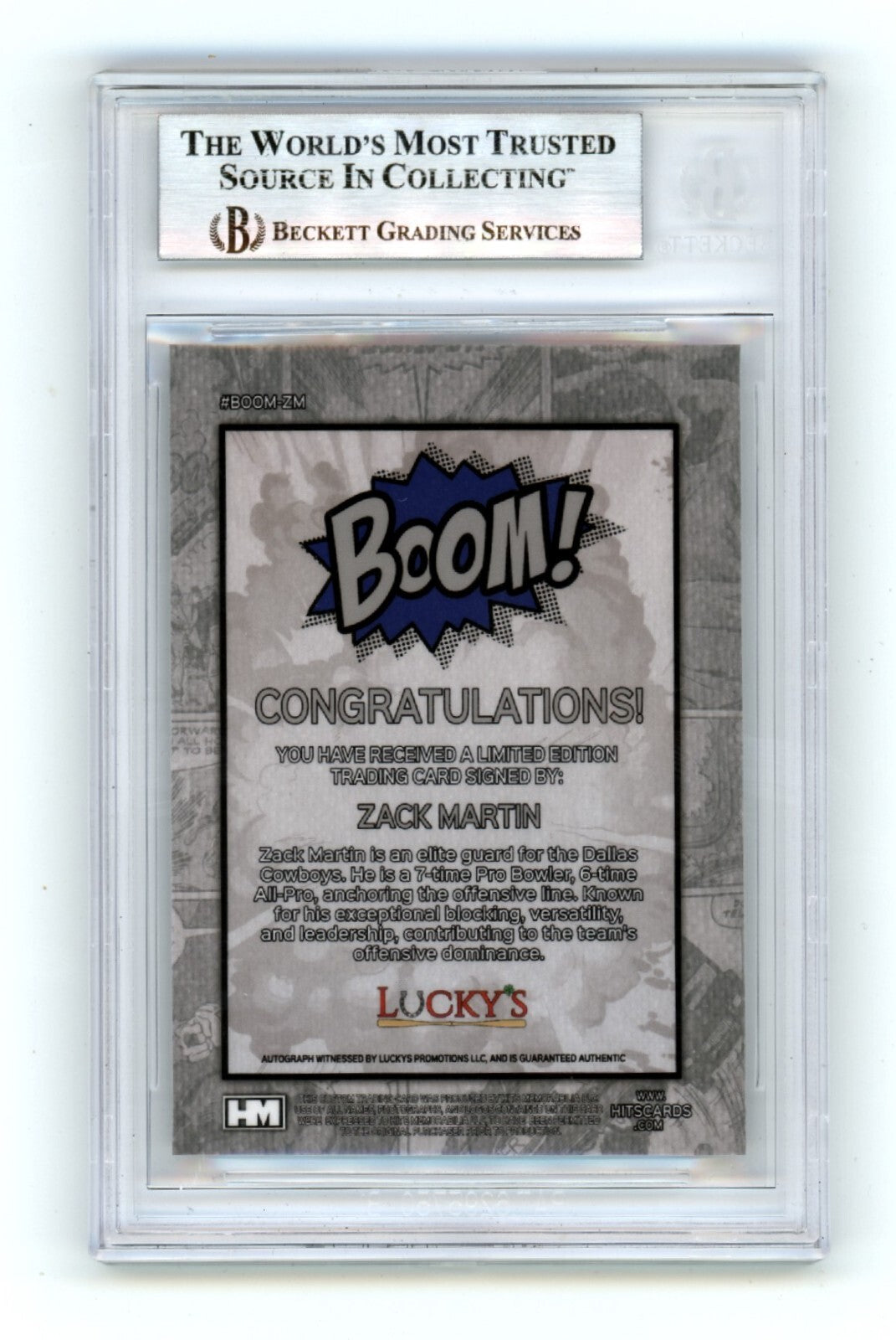Zack Martin 2024 Hits Memorabilia BOOM Silver Signed BGS BAS Auto Cowboys