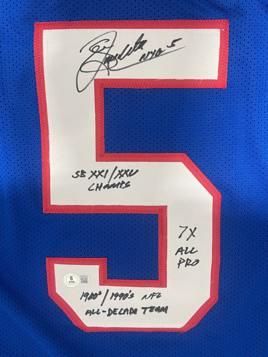 Sean Landeta Signed NY Giants Custom Jersey w/ 3 Ins Beckett Witness BAS COA