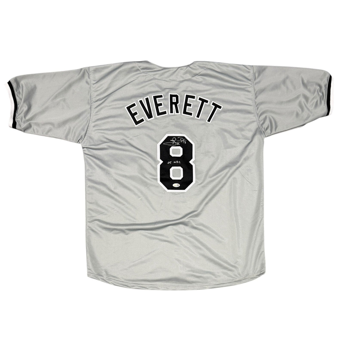 Carl Everett Signed White Sox Custom Grey Jersey w/ 05 WSC JSA Witness COA