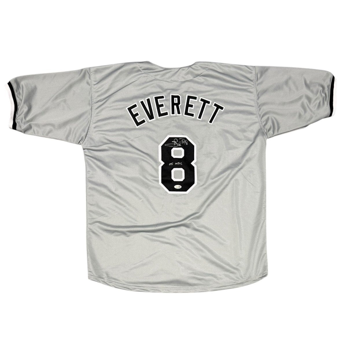 Carl Everett Signed White Sox Custom Grey Jersey w/ 05 WSC JSA Witness COA