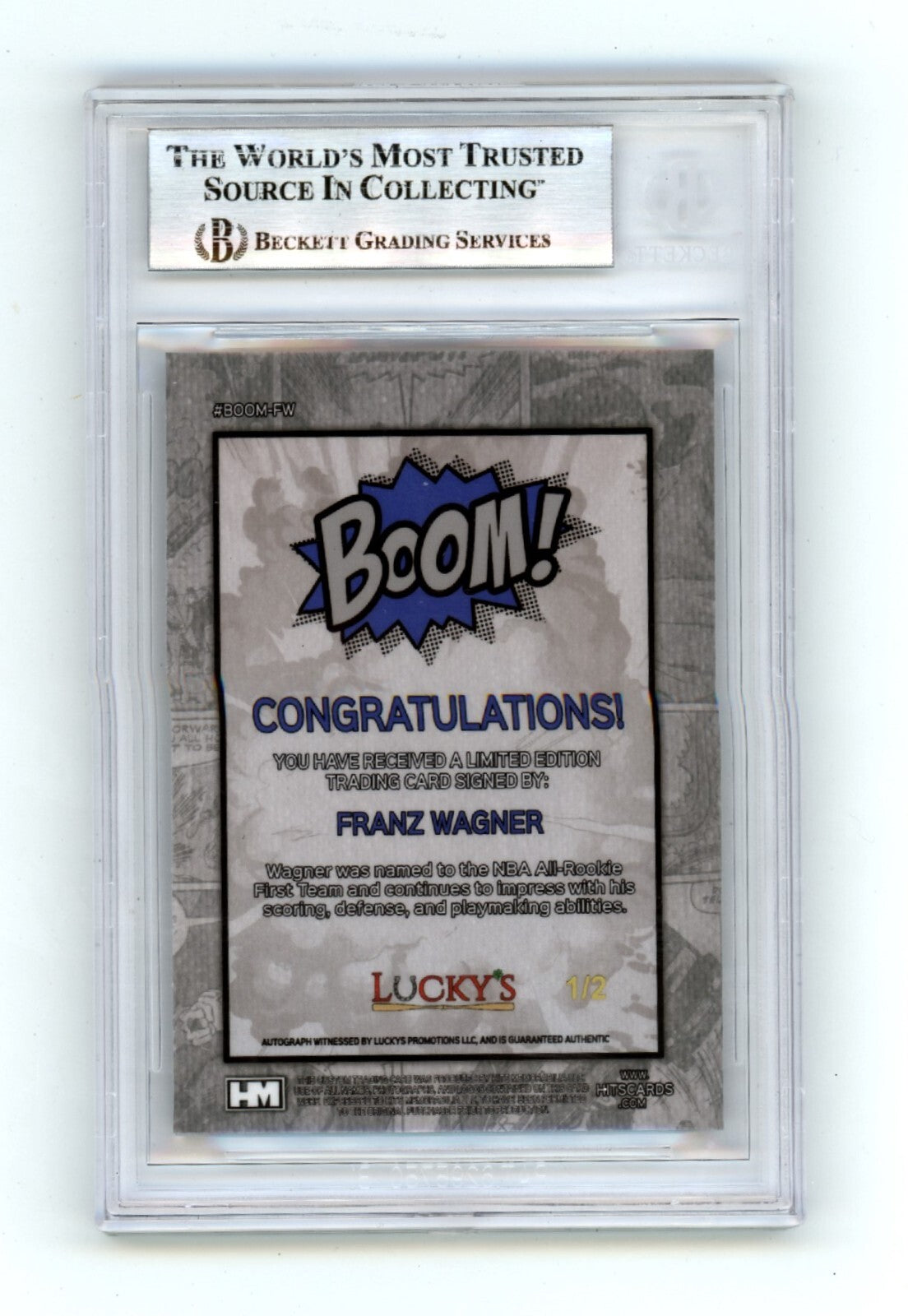 Franz Wagner 2024 Hits Memorabilia BOOM Blue #/2 Signed BGS BAS Auto Magic