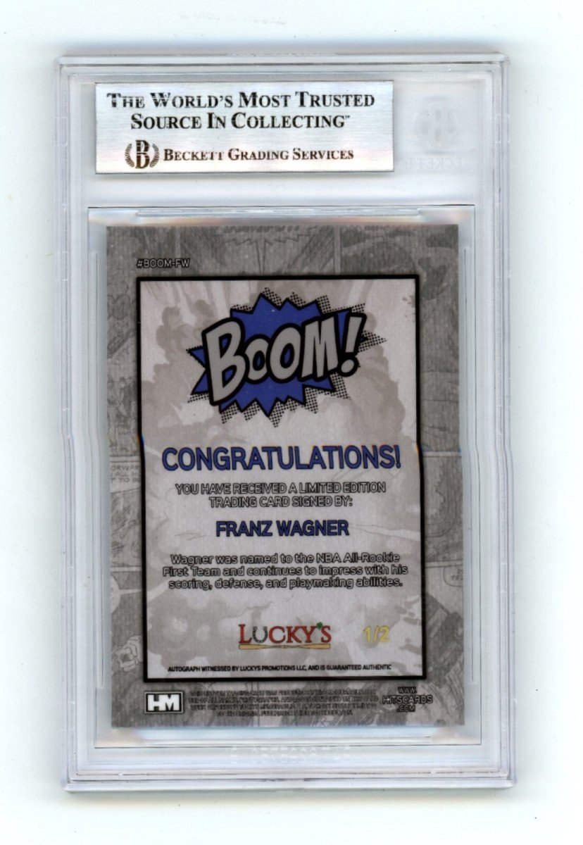 Franz Wagner 2024 Hits Memorabilia BOOM Blue #/2 Signed BGS BAS Auto Magic