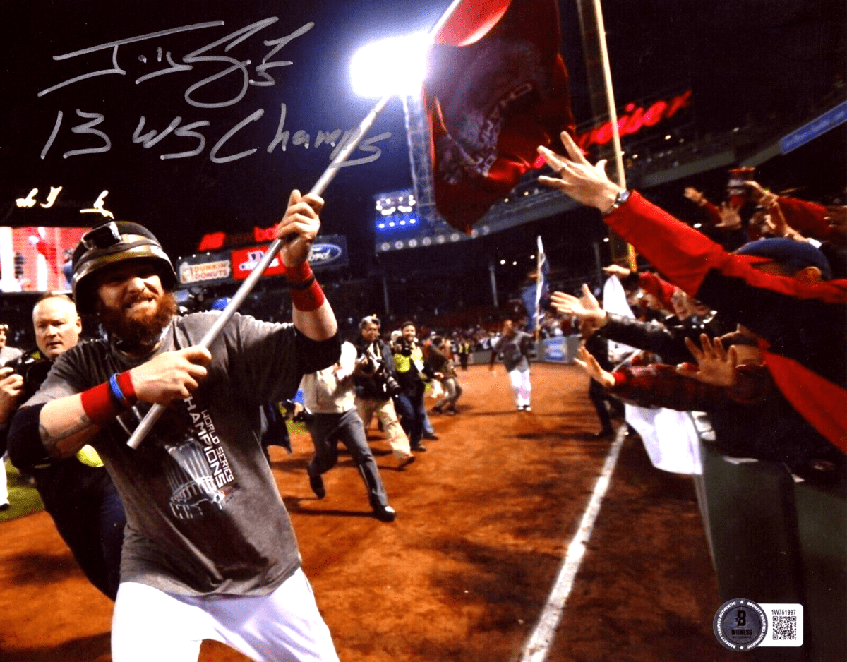 Jonny Gomes Signed Red Sox 8x10 Photo w/ 13 WS Champs Beckett W BAS COA