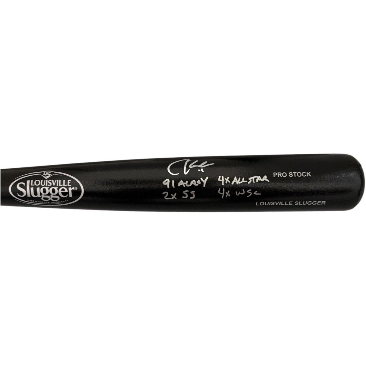 Chuck Knoblauch Signed Louisville Slugger Black Bat w/ 4 Insc JSA Witness COA