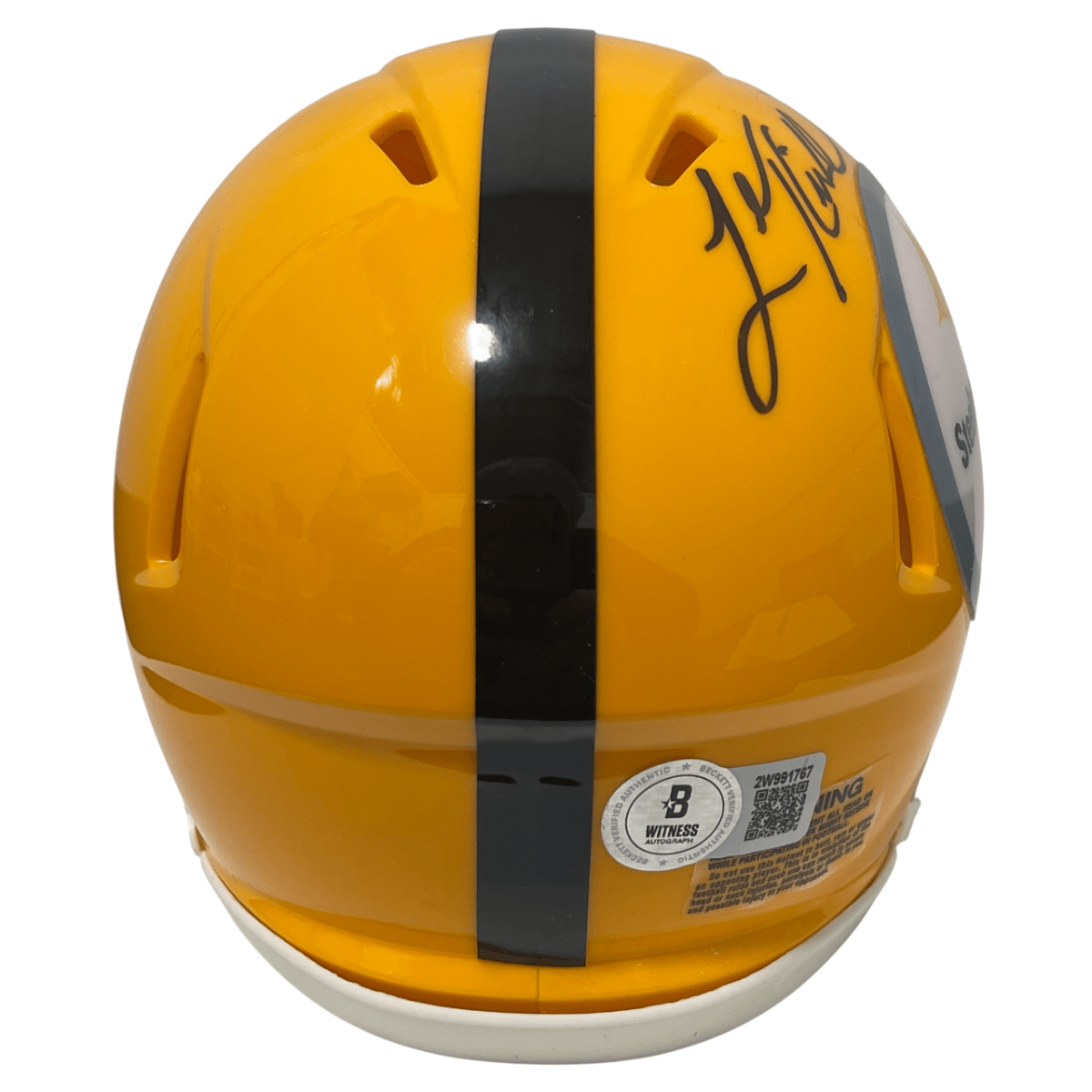 Levon Kirkland Signed Steelers Gold 75th Ann Mini Helmet Beckett W BAS COA