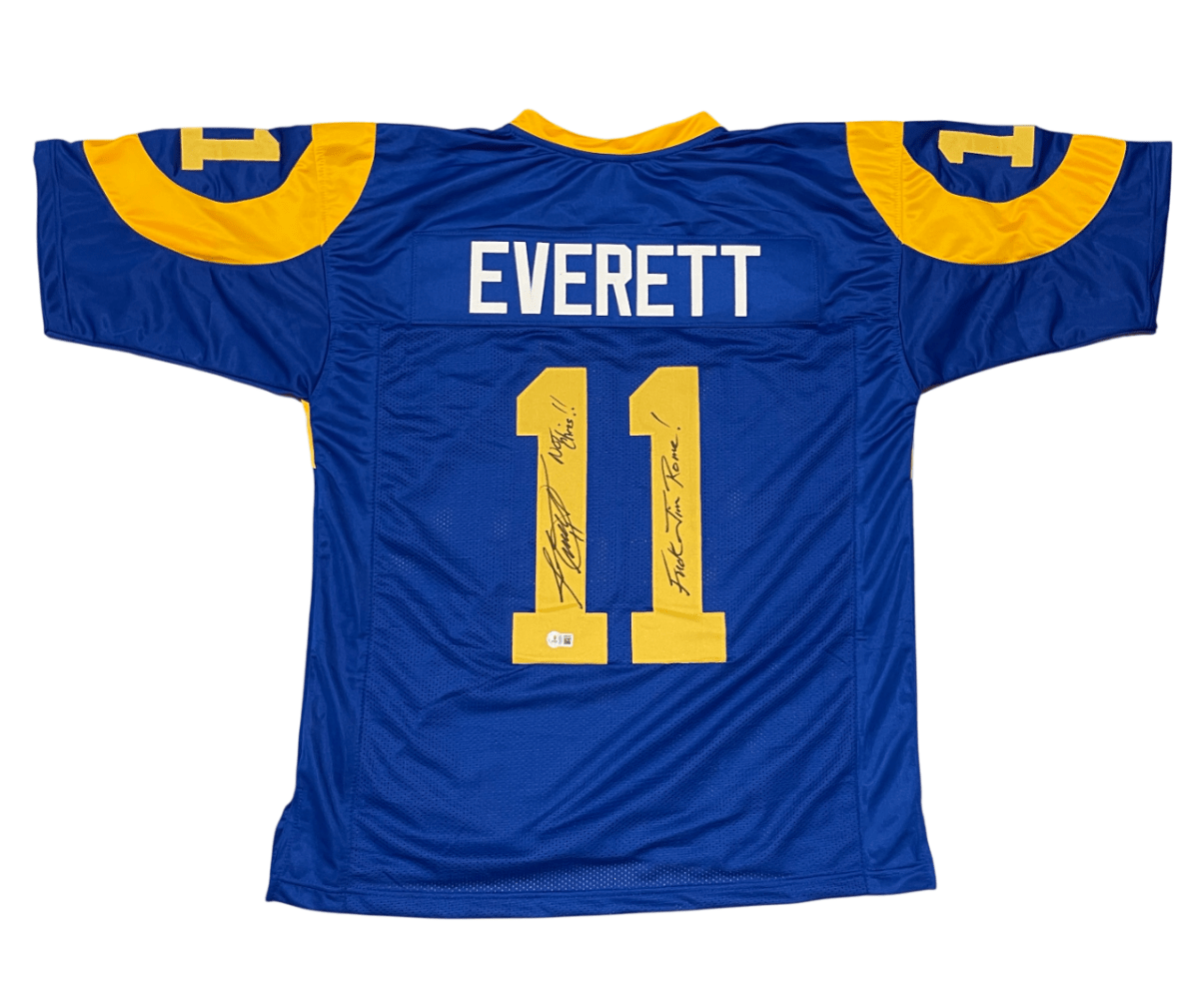 Jim Everett Signed Rams Custom Jersey w Not Chris F** Jim Rome Beckett W BAS COA
