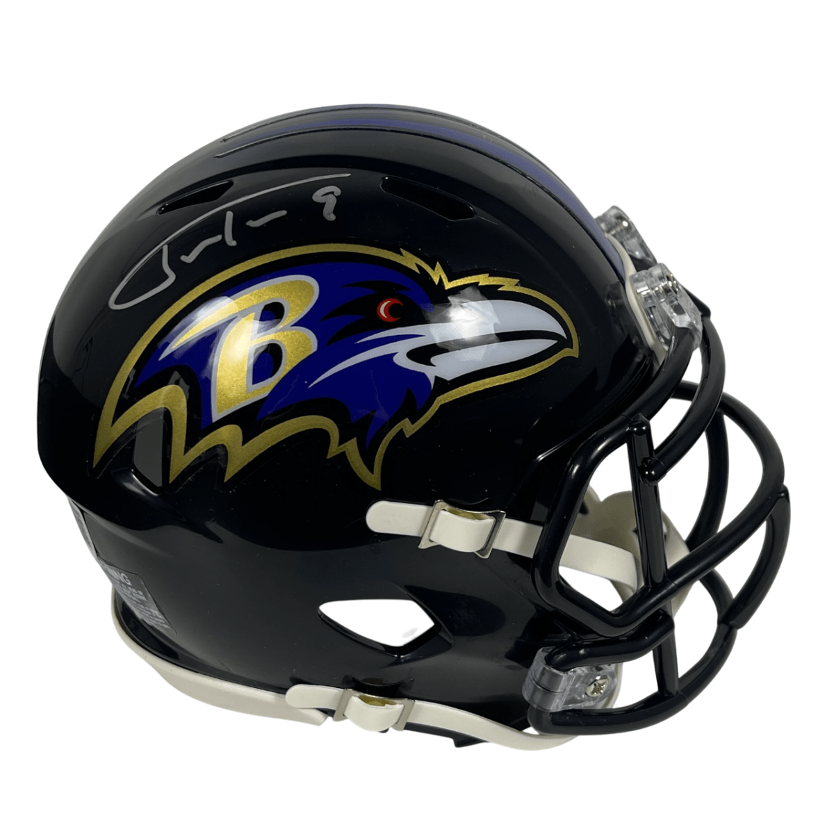 Justin Tucker Signed Ravens Speed Mini Helmet Beckett Witness BAS COA