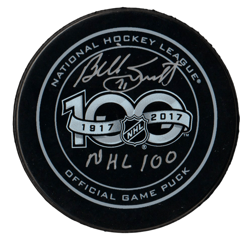 Billy Smith Signed NHL 100th Official Game Puck w/ NHL 100 Beckett Wit BAS COA