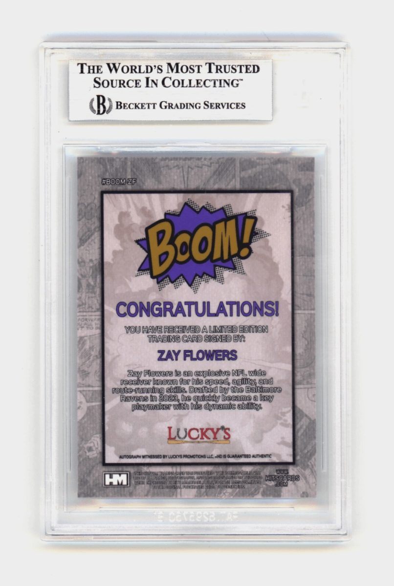 Zay Flowers 2024 Hits Memorabilia BOOM Silver Signed BGS BAS Auto Ravens