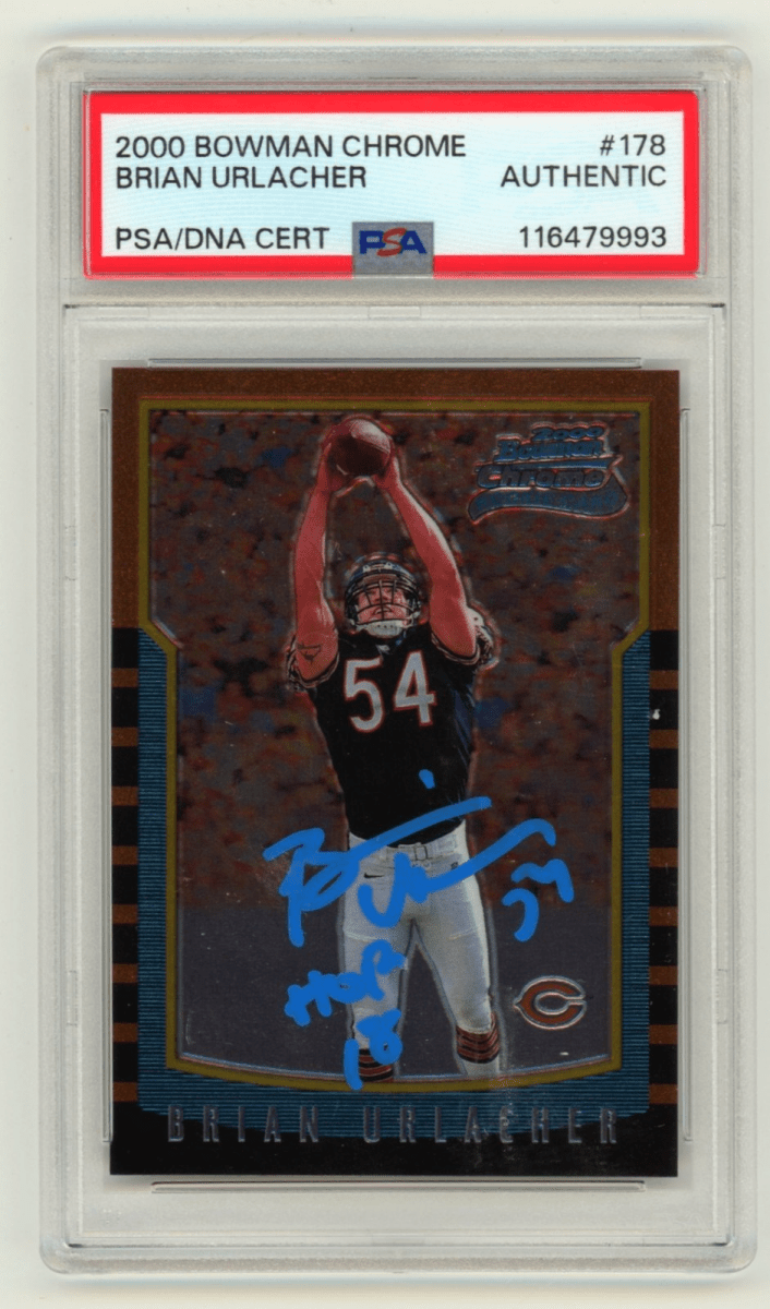 Brian Urlacher 2000 Bowman Chrome #178 Signed Rookie RC w/ HOF 18 PSA Auto
