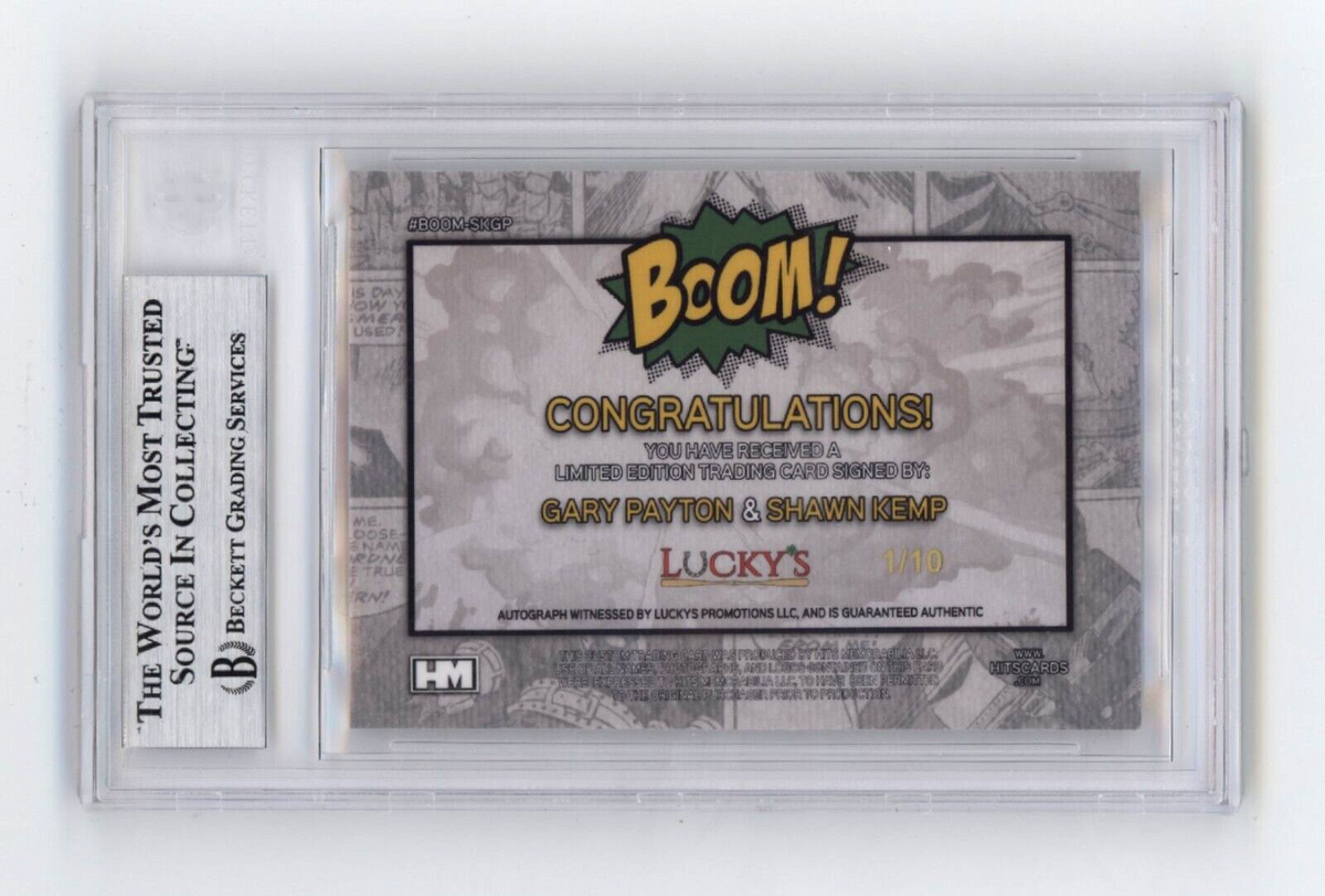 Shawn Kemp &amp; Gary Payton 2024 Hits BOOM Gold #/10 Dual Signed BGS BAS Auto