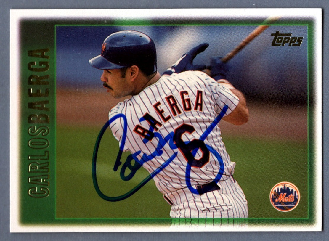 Carlos Baerga Signed 1997 Topps #381 LSCM COA New York Mets