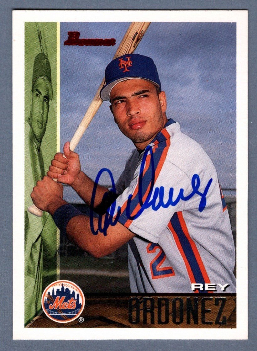 Rey Ordonez Signed Autographed 1995 Bowman #140 Rookie RC LSCM COA New York Mets