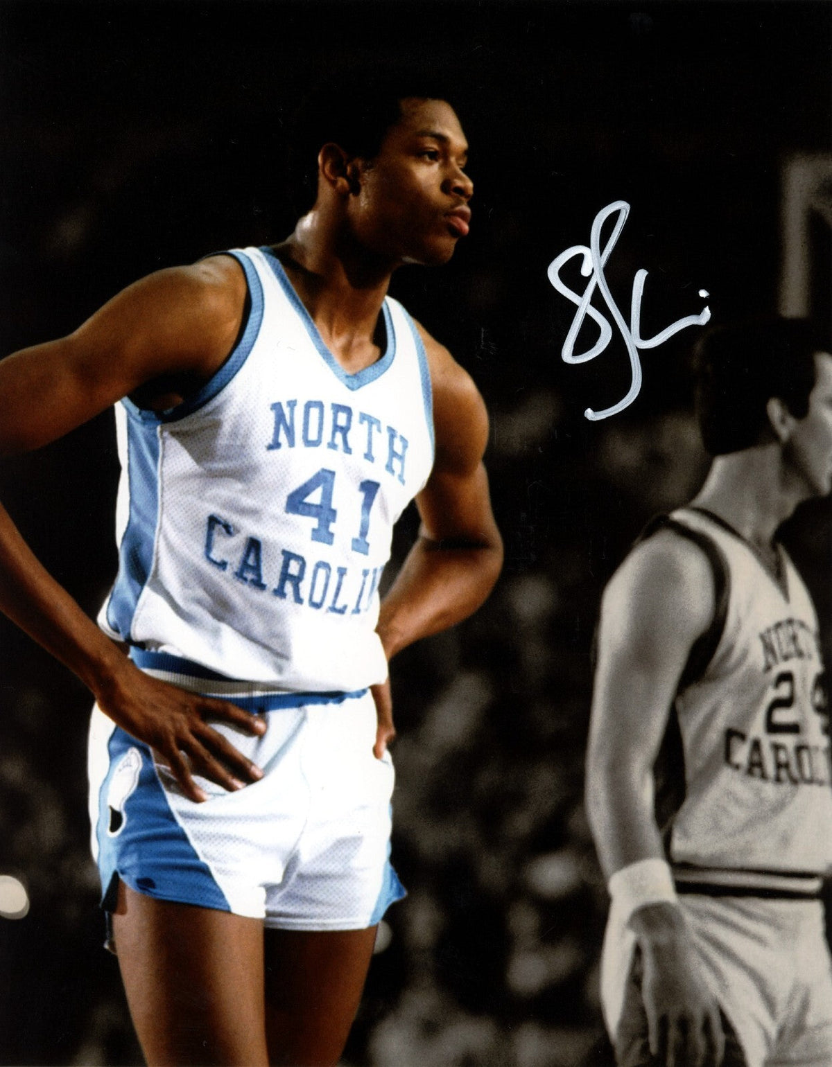 Sam Perkins Signed Autographed North Carolina Tar Heels 8x10 Photo LSCM COA