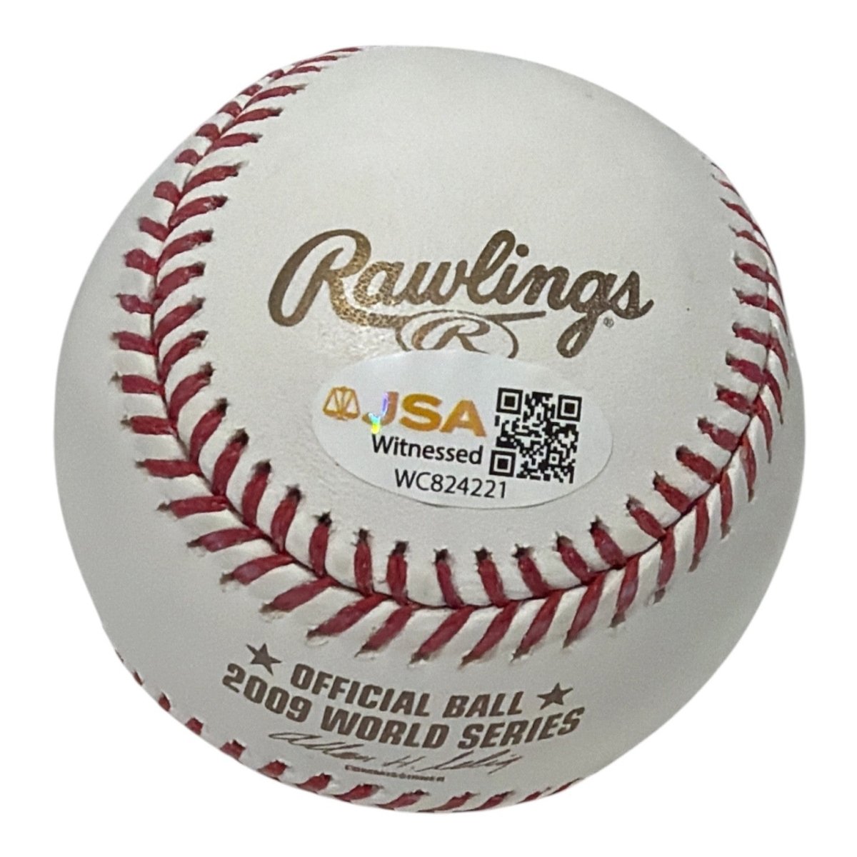 Joba Chamberlain Signed 2009 World Series Baseball w/ 09 WS Champs JSA Wit COA