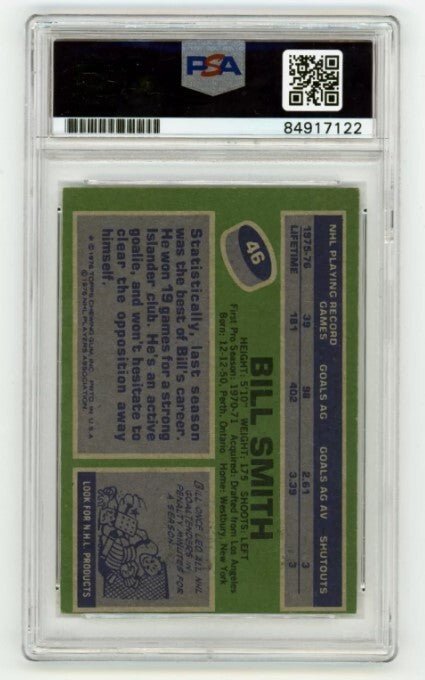 Billy Smith 1976-77 Topps #46 Signed PSA Authentic Auto Blue Islanders HOF