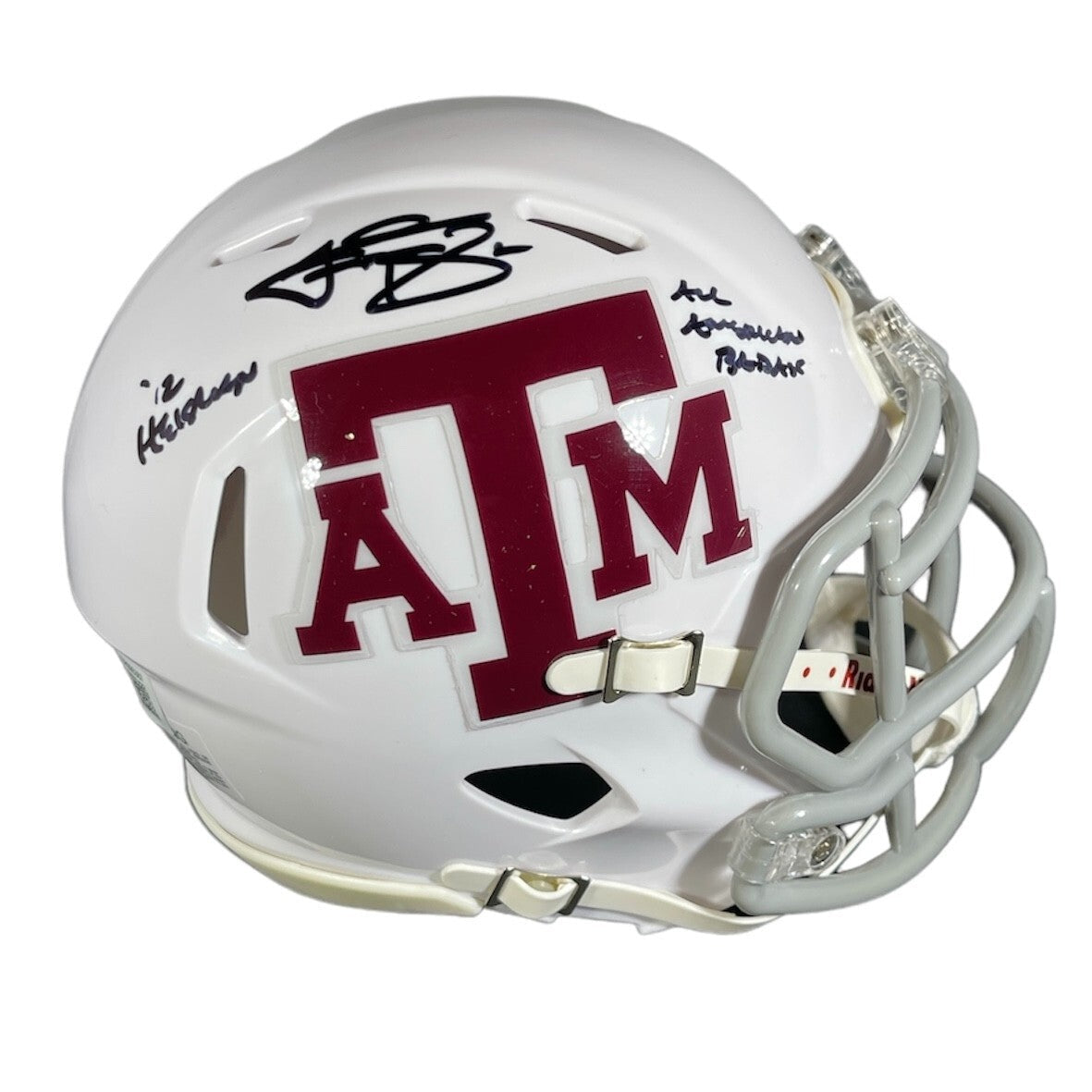 Johnny Manziel Signed Texas A&amp;M Speed Mini Helmet w/ 2 Insc Beckett Wit BAS COA