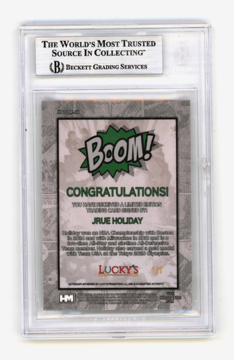 Jrue Holiday 2024 Hits Memorabilia BOOM Super 1/1 Signed BGS BAS Auto Boston