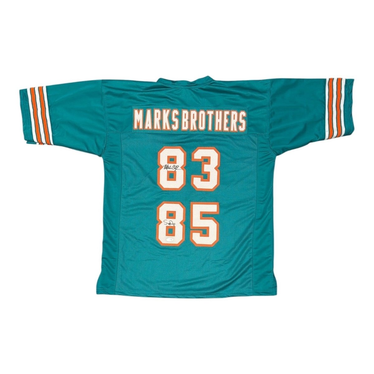 Mark Clayton &amp; Mark Duper Signed Marks Brothers Dolphins Custom Jersey JSA W COA