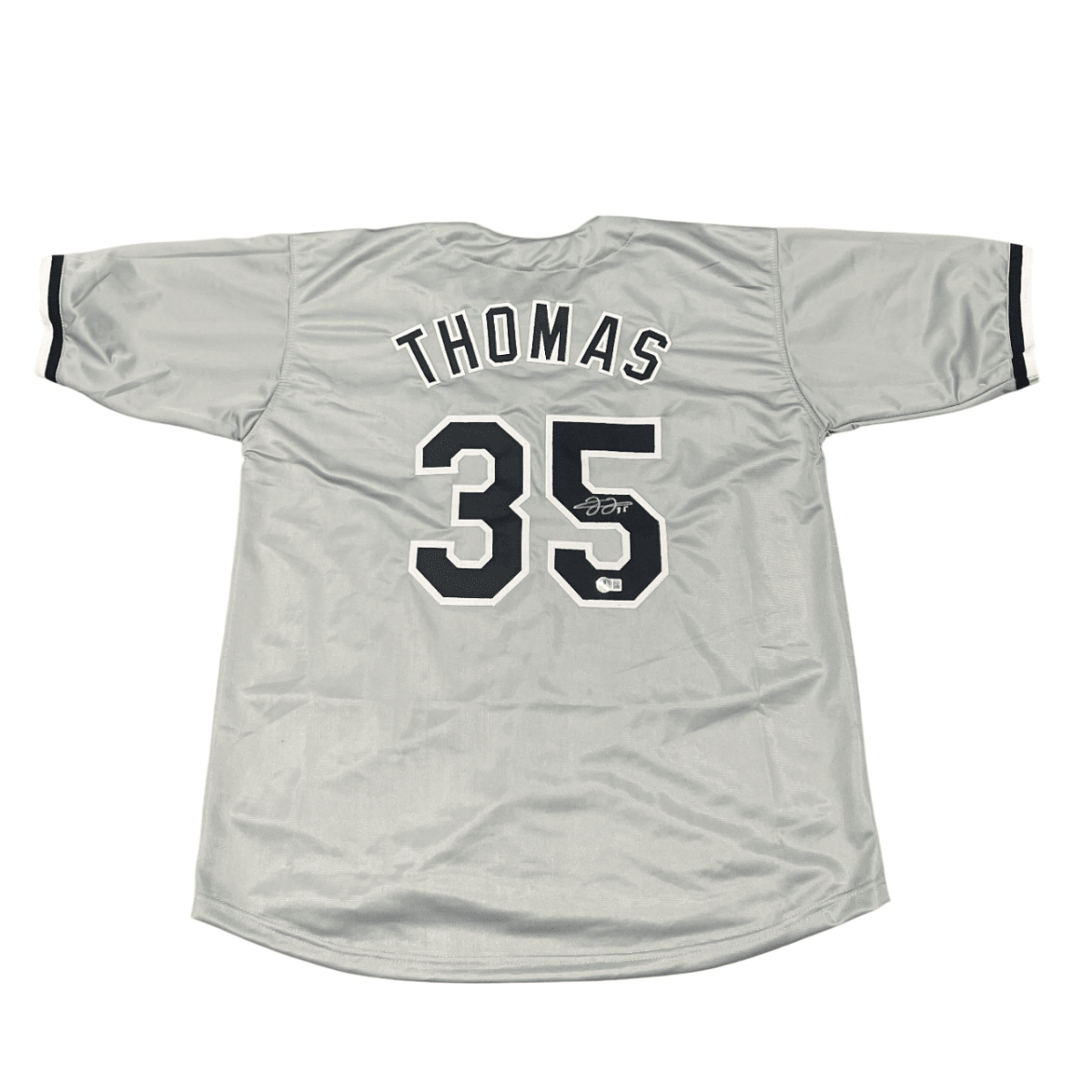 Frank Thomas Signed Chicago White Sox Custom Grey Jersey Beckett Witness BAS COA