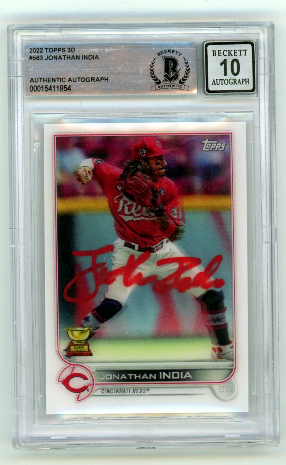 Jonathan India 2022 Topps 3D #563 Signed Beckett BGS 10 Auto Kansas City Royals