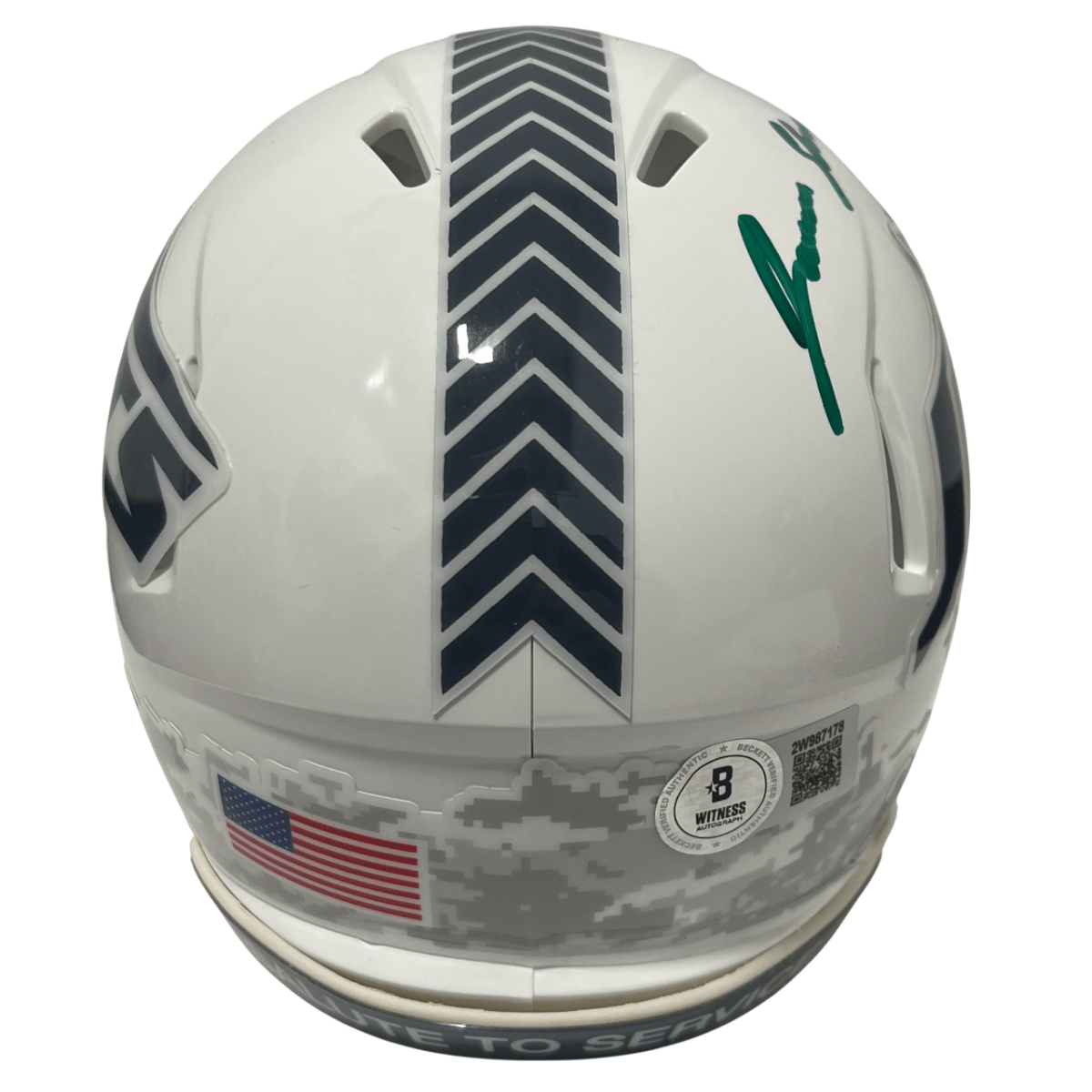 Jamien Sherwood Signed Jets Salute 24 Mini Helmet Take Flight Beckett W BAS COA