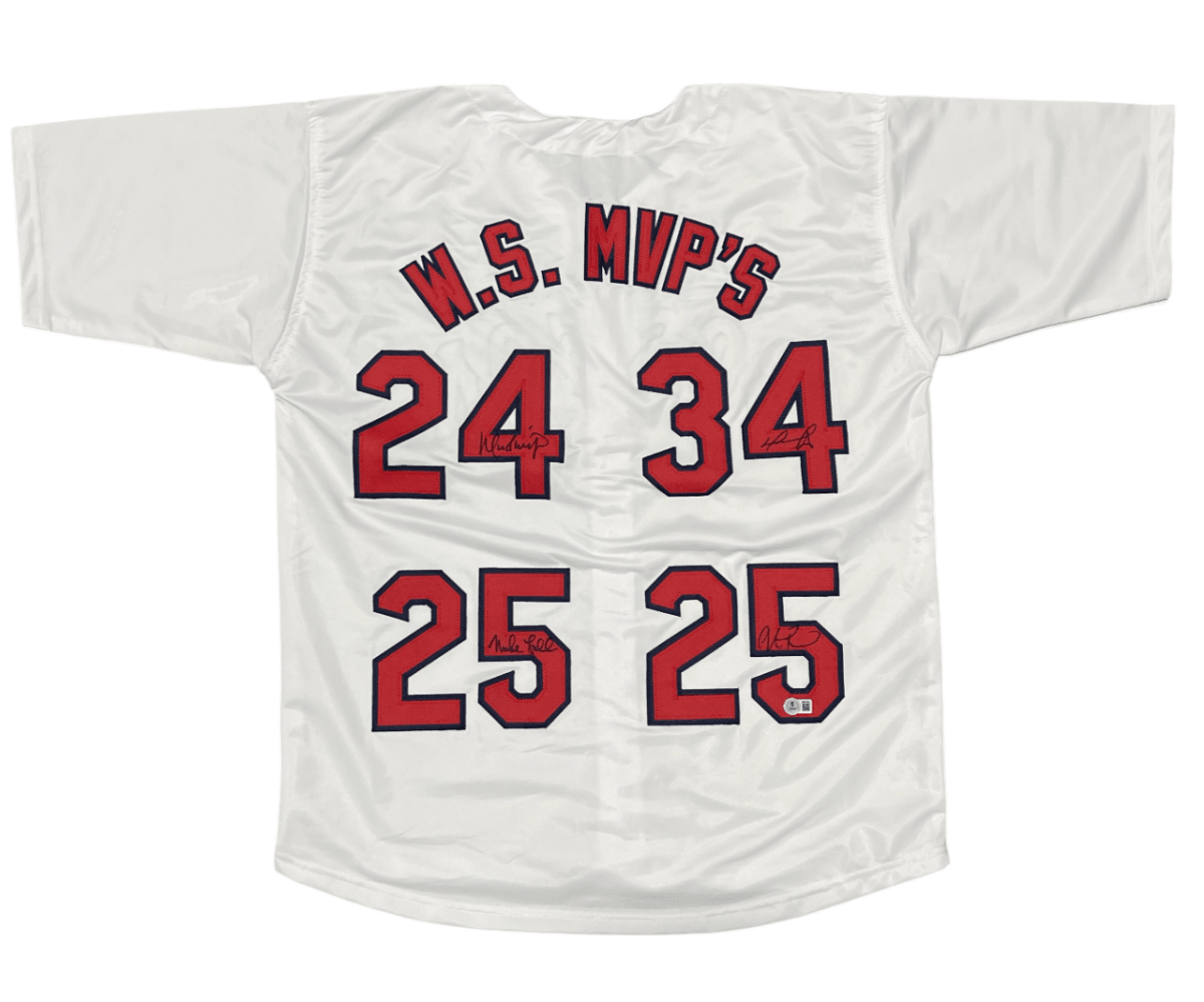 Ramirez Ortiz Lowell Pearce Signed Red Sox WS MVP Custom Jersey Beckett BAS COA