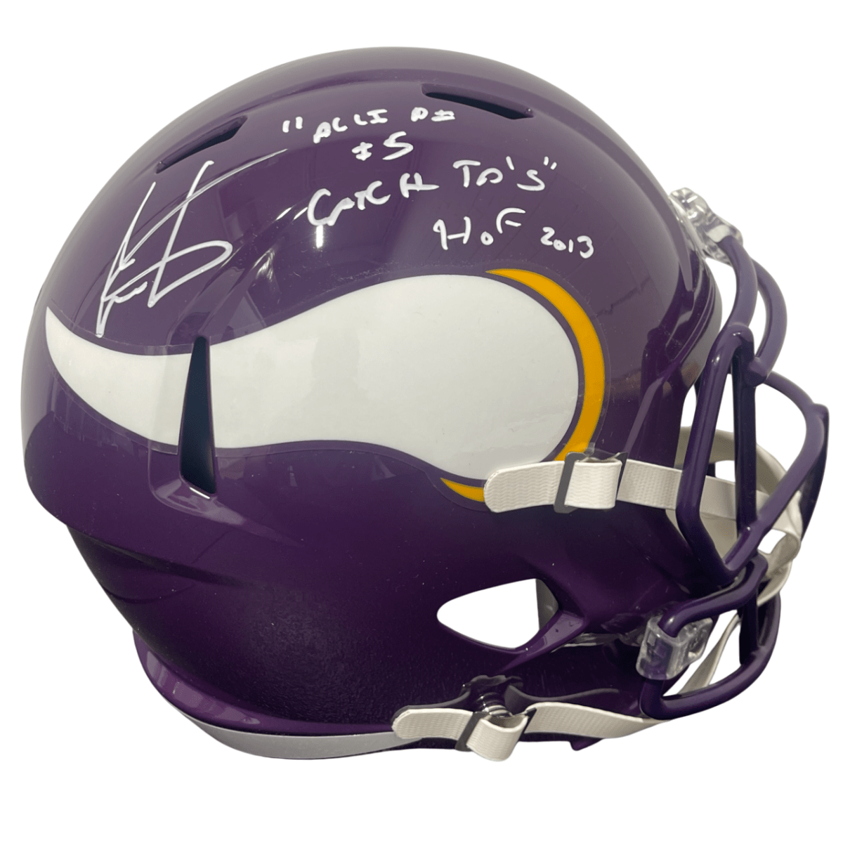 Cris Carter Signed Vikings TB Full Size FS Helmet w/ HOF + TDs Beckett W BAS COA