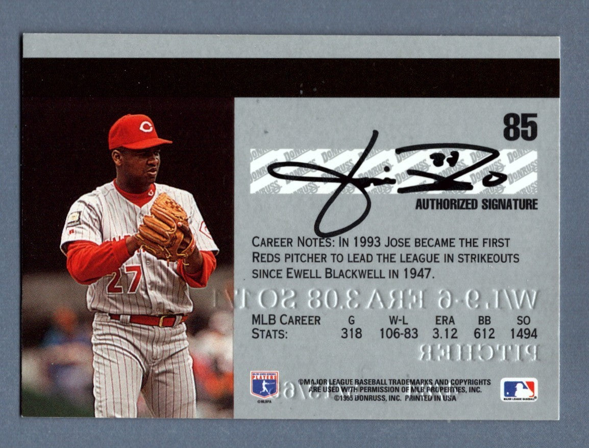 Jose Rijo Signed 1995 Donruss Studio #85 LSCM COA Cincinnati Reds