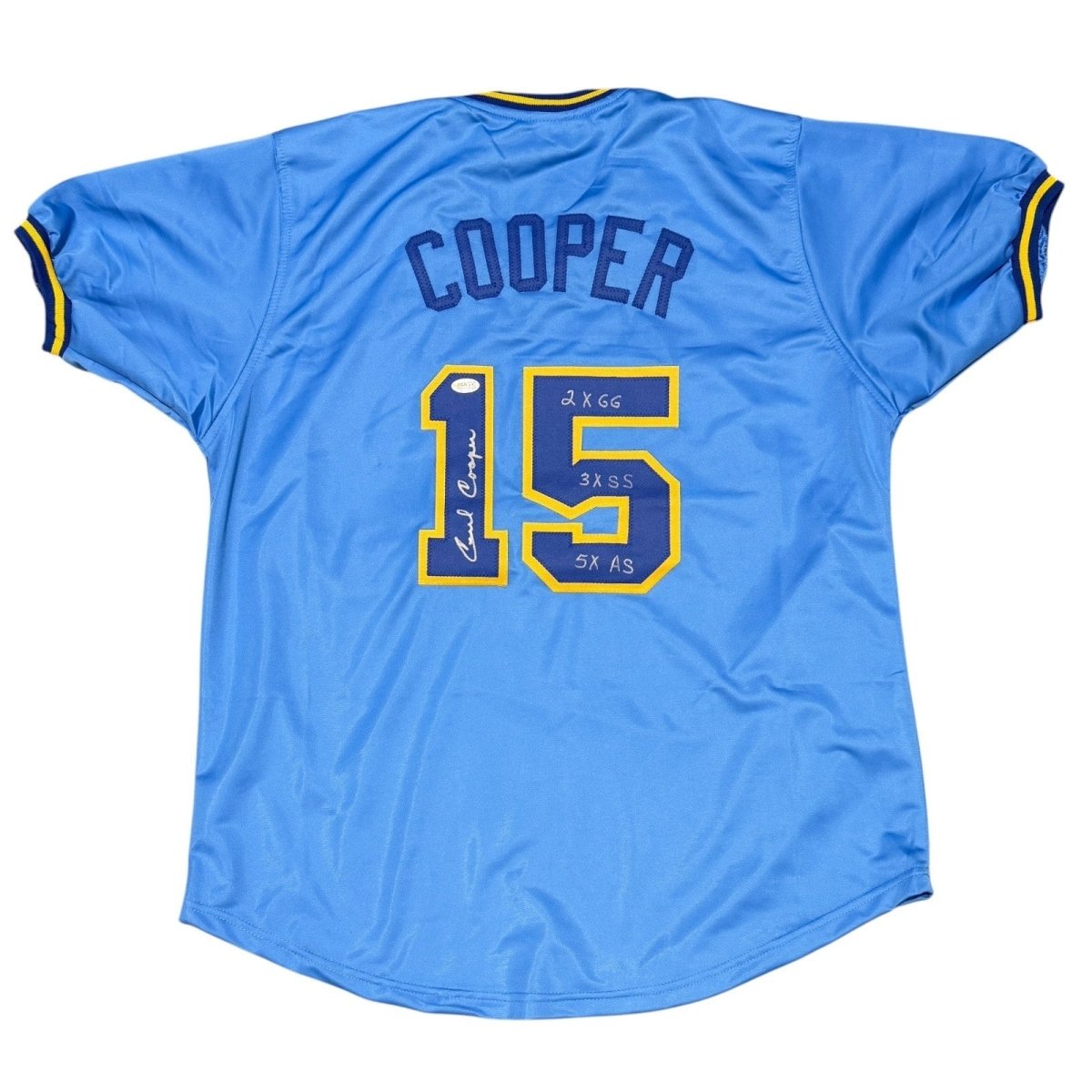 Cecil Cooper Signed Milwaukee Brewers Custom Jersey w/ 3 Insc JSA Witness COA
