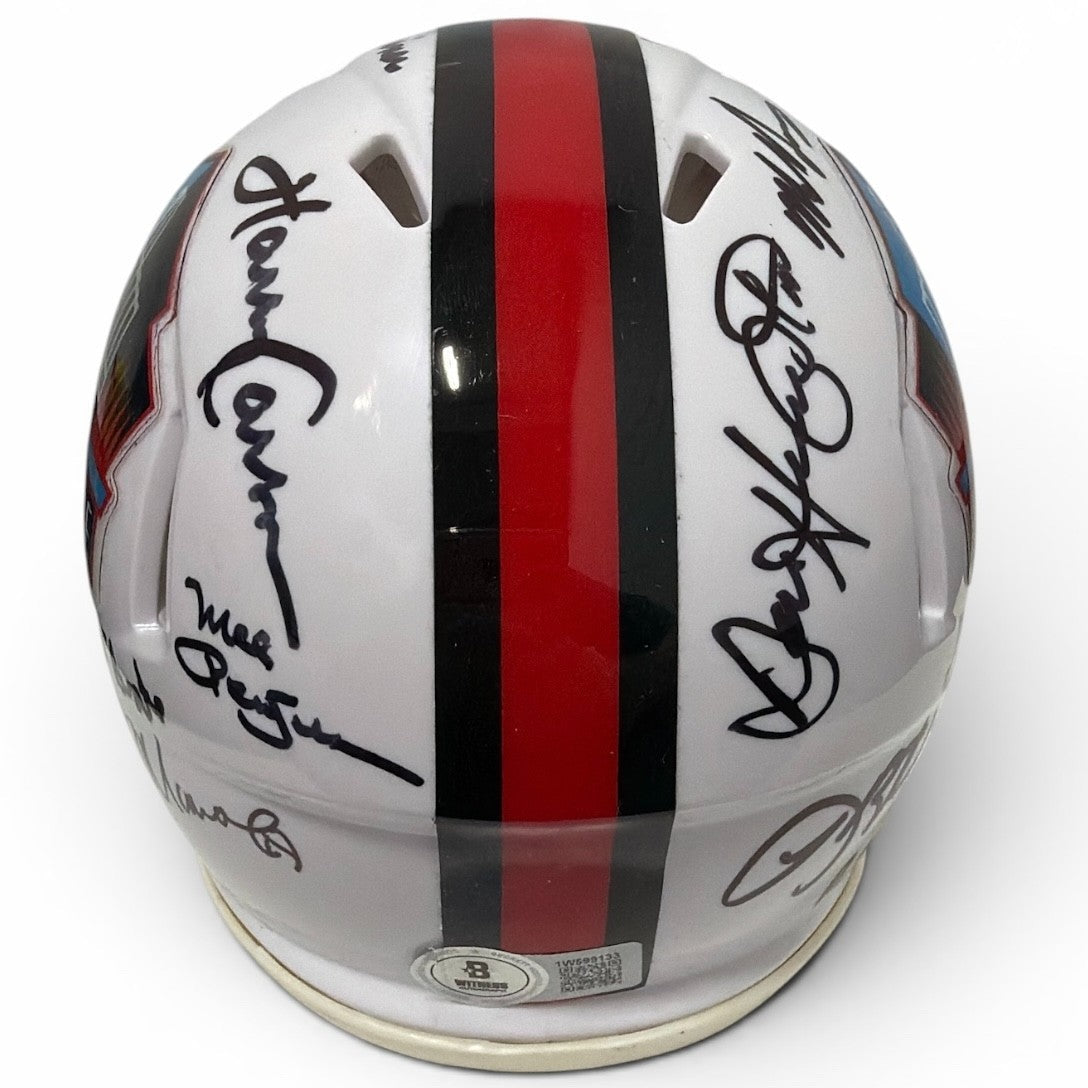 NFL Hall of Fame Multi Signed HOF Logo Mini Helmet w/ 15 Autos Beckett W BAS COA