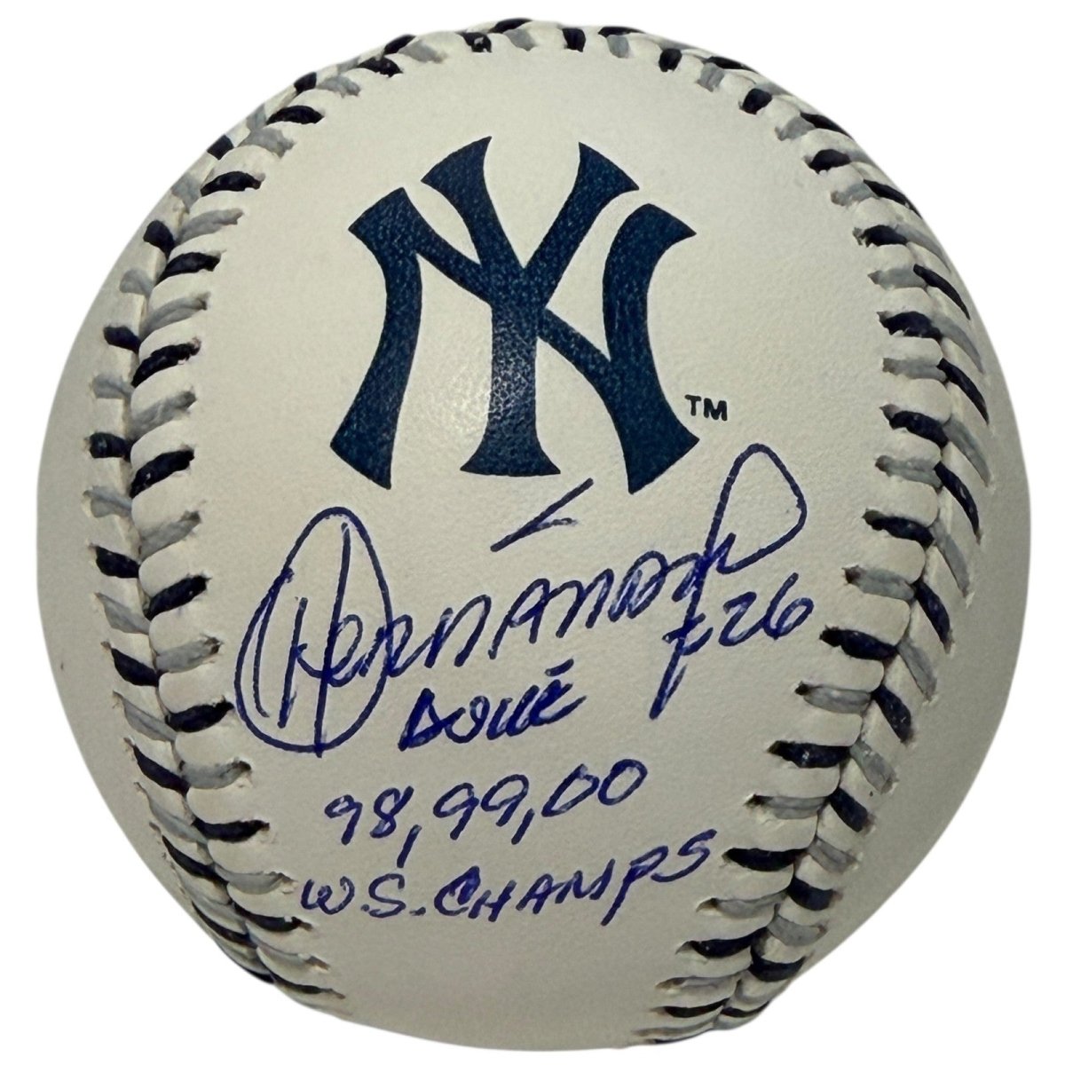 Orlando Hernandez Signed Yankees Logo Baseball w/ 2 Insc WSC JSA Witness COA