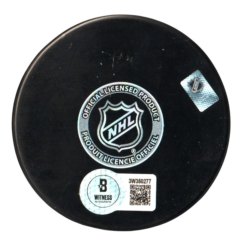 Bo Horvat Signed New York Islanders Puck w/ Bo Knows Beckett Witness BAS COA O