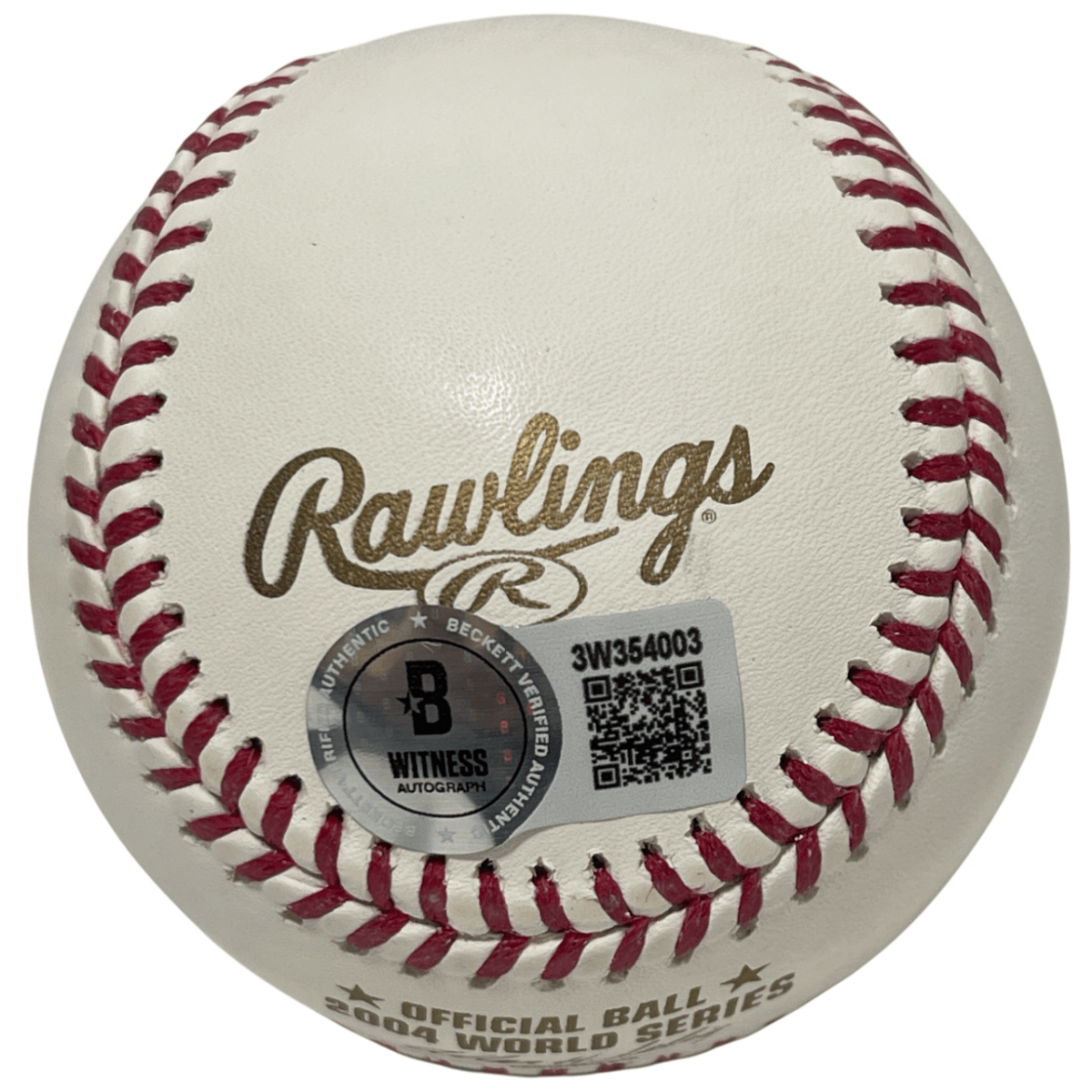 Pedro Martinez Signed 2004 World Series WS Logo Baseball Beckett Witness BAS COA