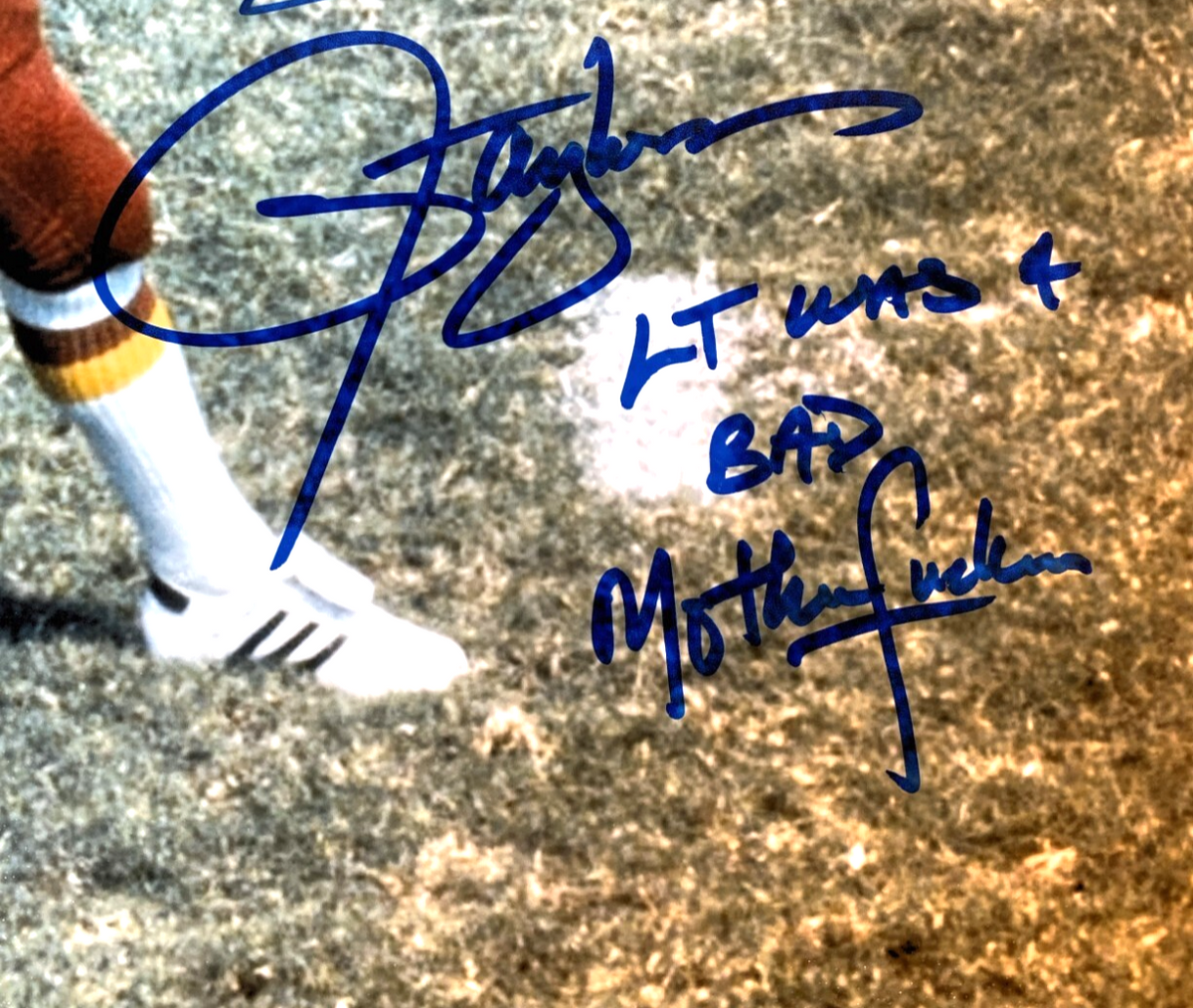 Lawrence Taylor &amp; Joe Theismann Signed 11x14 Photo LT Got Me &amp; Bad MFer JSA COA