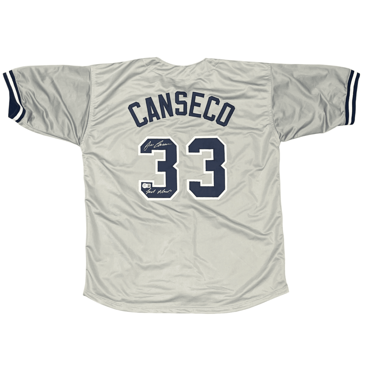 Jose Canseco Signed Yankees Custom Jersey w/ F**k AROD! Beckett Witness BAS COA