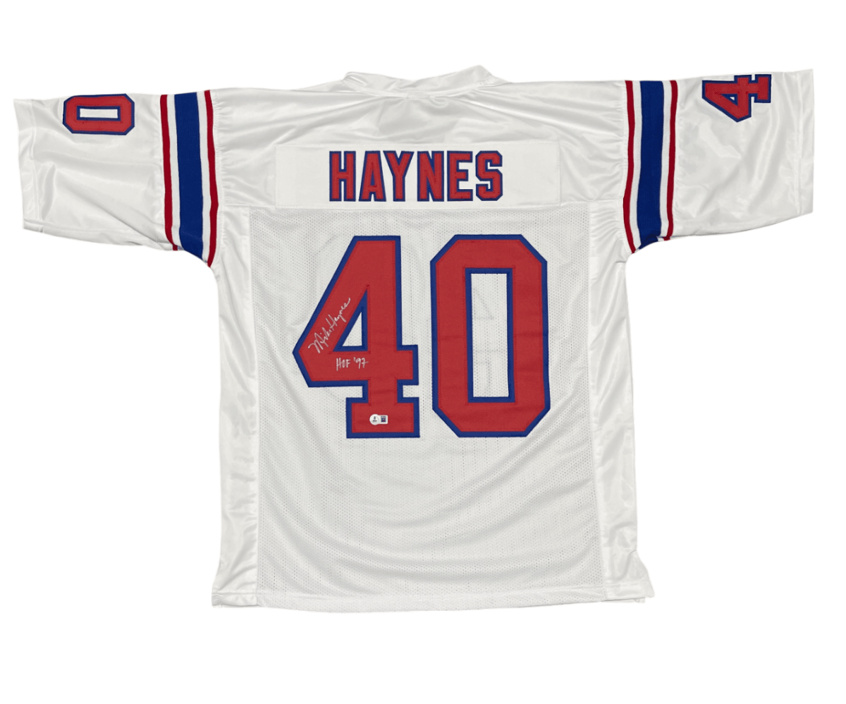 Mike Haynes Signed Patriots Custom Jersey w/ HOF 97 Beckett Witness BAS COA