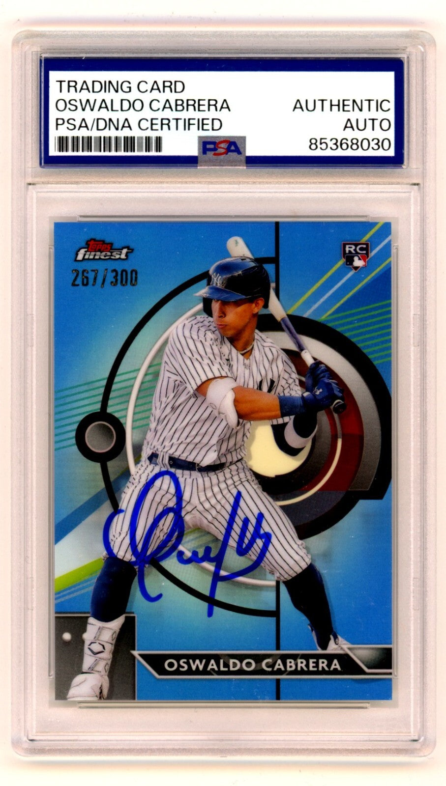 Oswaldo Cabrera 2023 Topps Finest #41 Blue Refractor Signed RC #267/300 PSA Auto