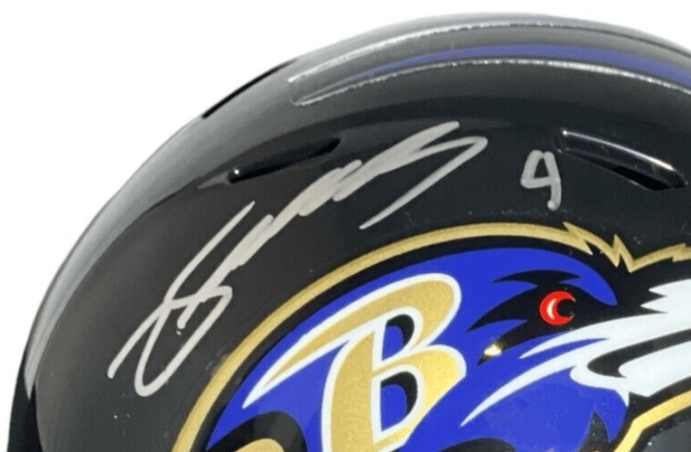 Zay Flowers Signed Baltimore Ravens Speed Mini Helmet JSA Witness COA