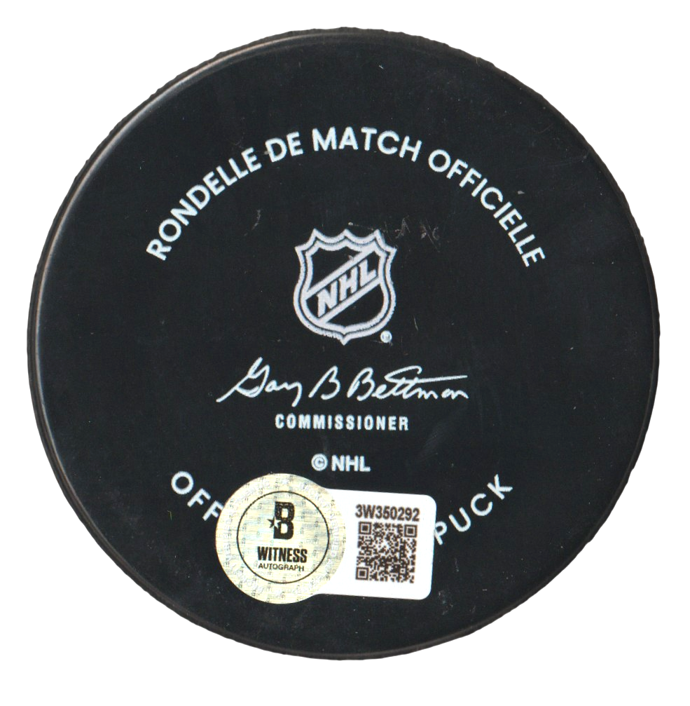 Bo Horvat Signed New York Islanders Game Official Puck Beckett Witness BAS COA