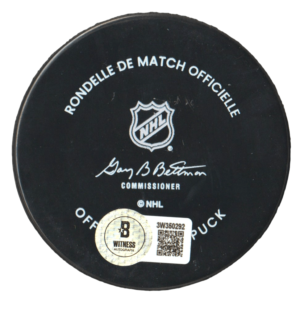 Bo Horvat Signed New York Islanders Game Official Puck Beckett Witness BAS COA
