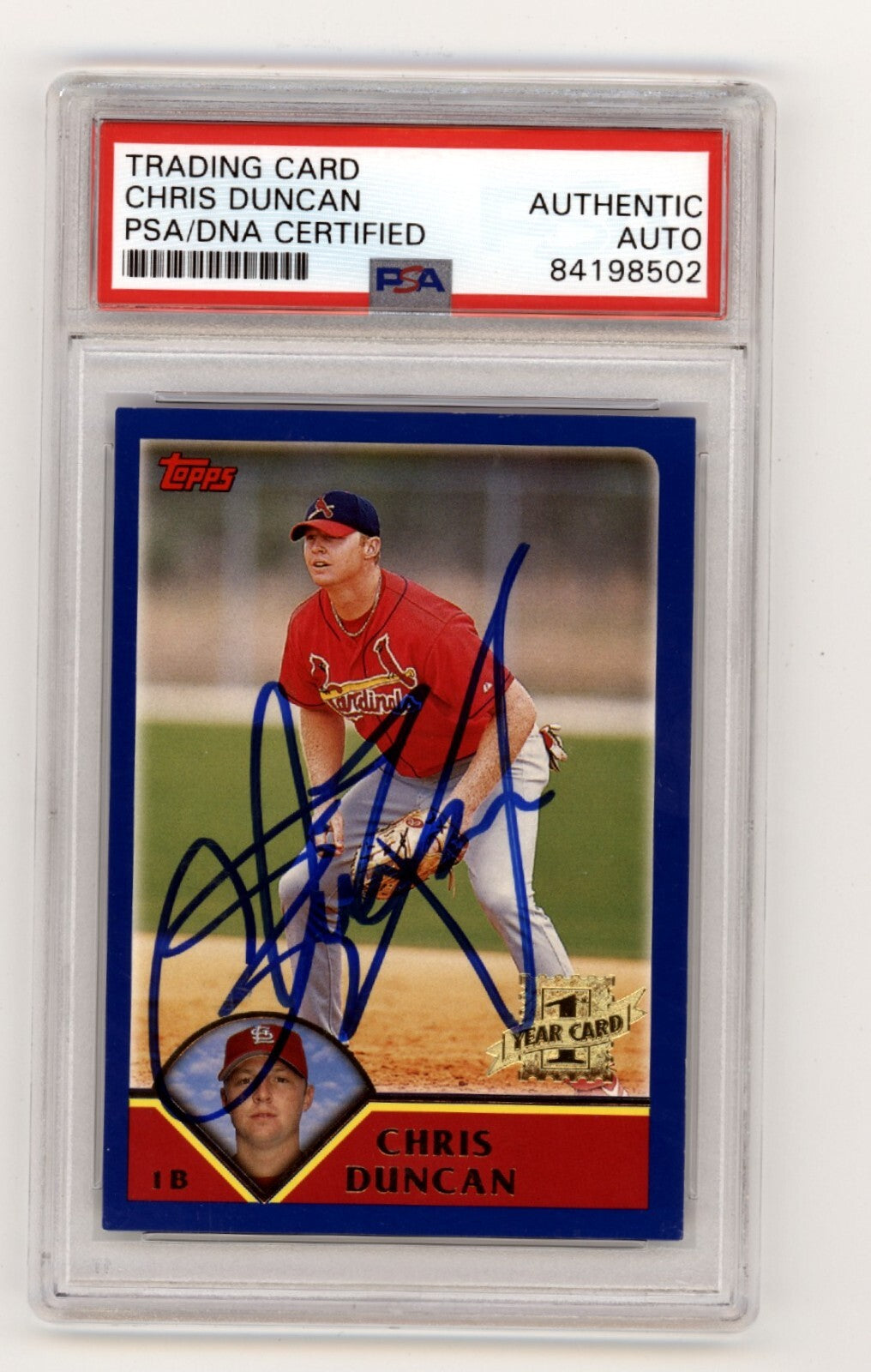 Chris Duncan 2002 Topps #292 1st Year Card Rookie RC Signed PSA Authentic Auto