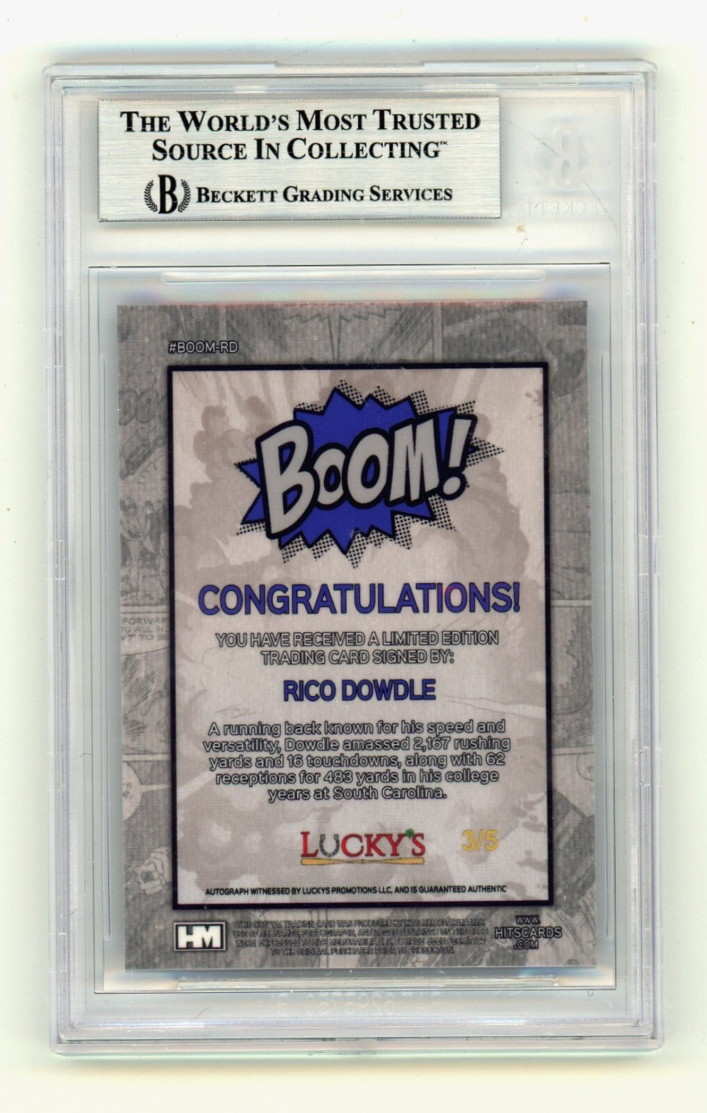 Rico Dowdle 2024 Hits Memorabilia BOOM Blue /5 Signed BGS BAS Auto Cowboys