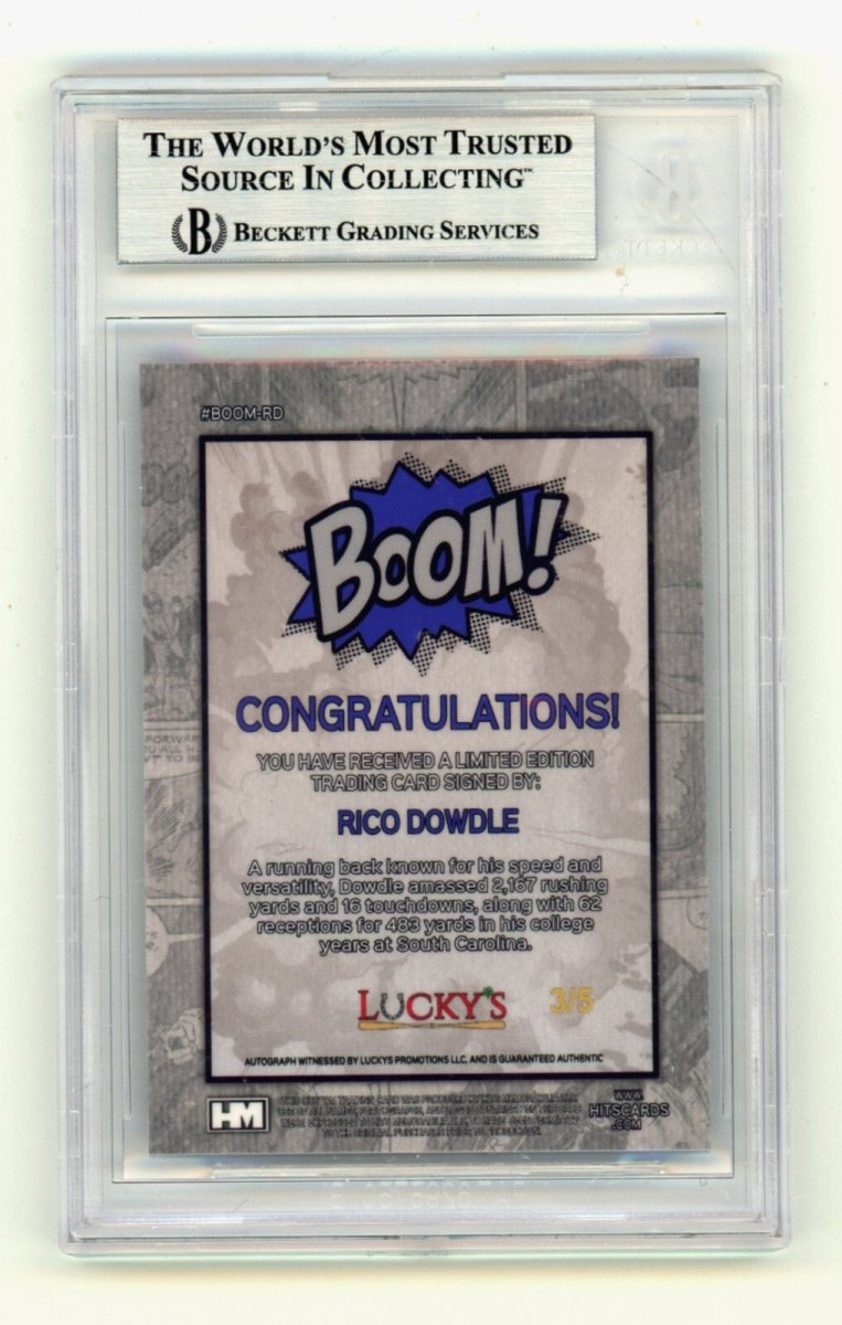 Rico Dowdle 2024 Hits Memorabilia BOOM Blue /5 Signed BGS BAS Auto Cowboys